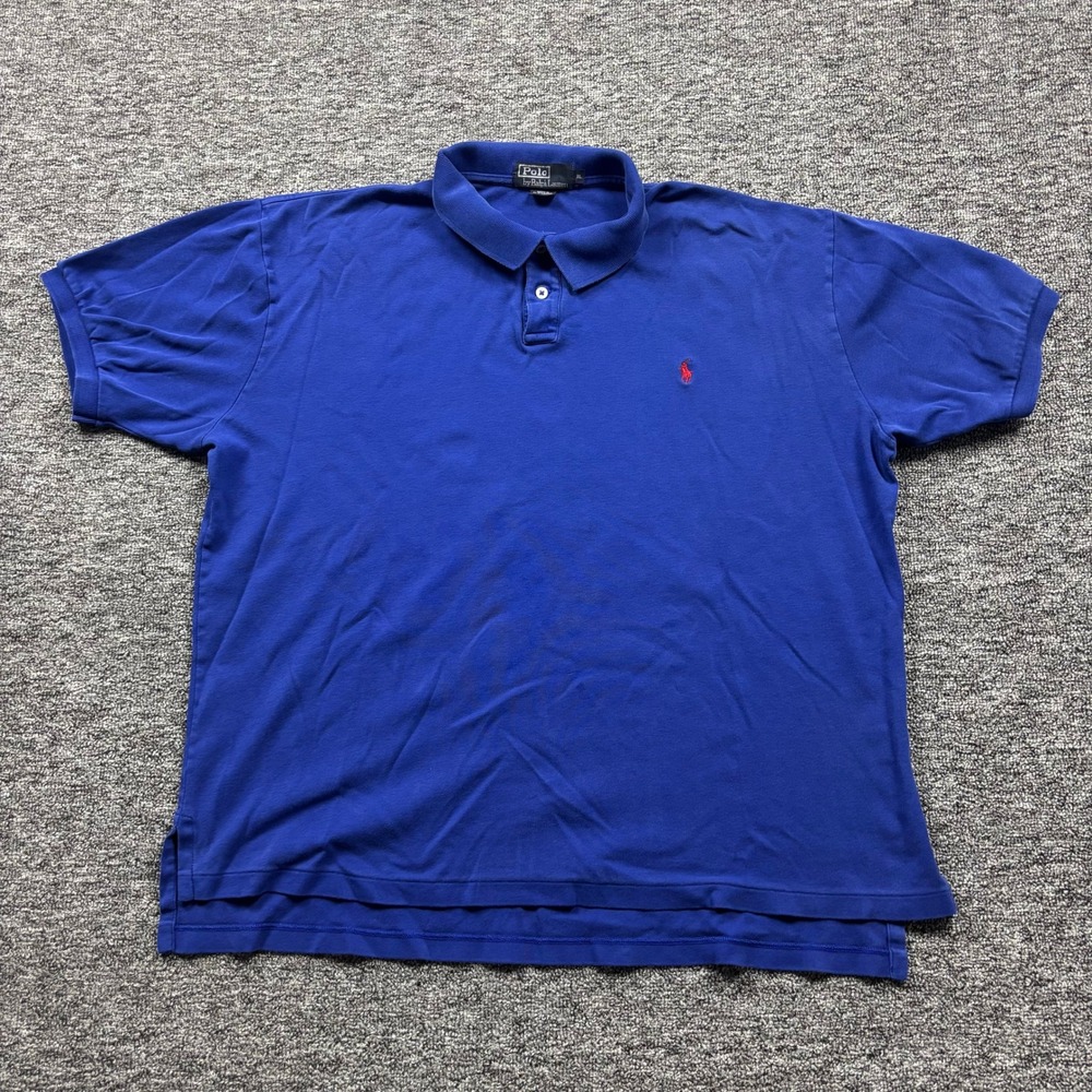 Vintage 1990s Polo Ralph Lauren Short Sleeve Blue Polo Shirt Size‎ XL